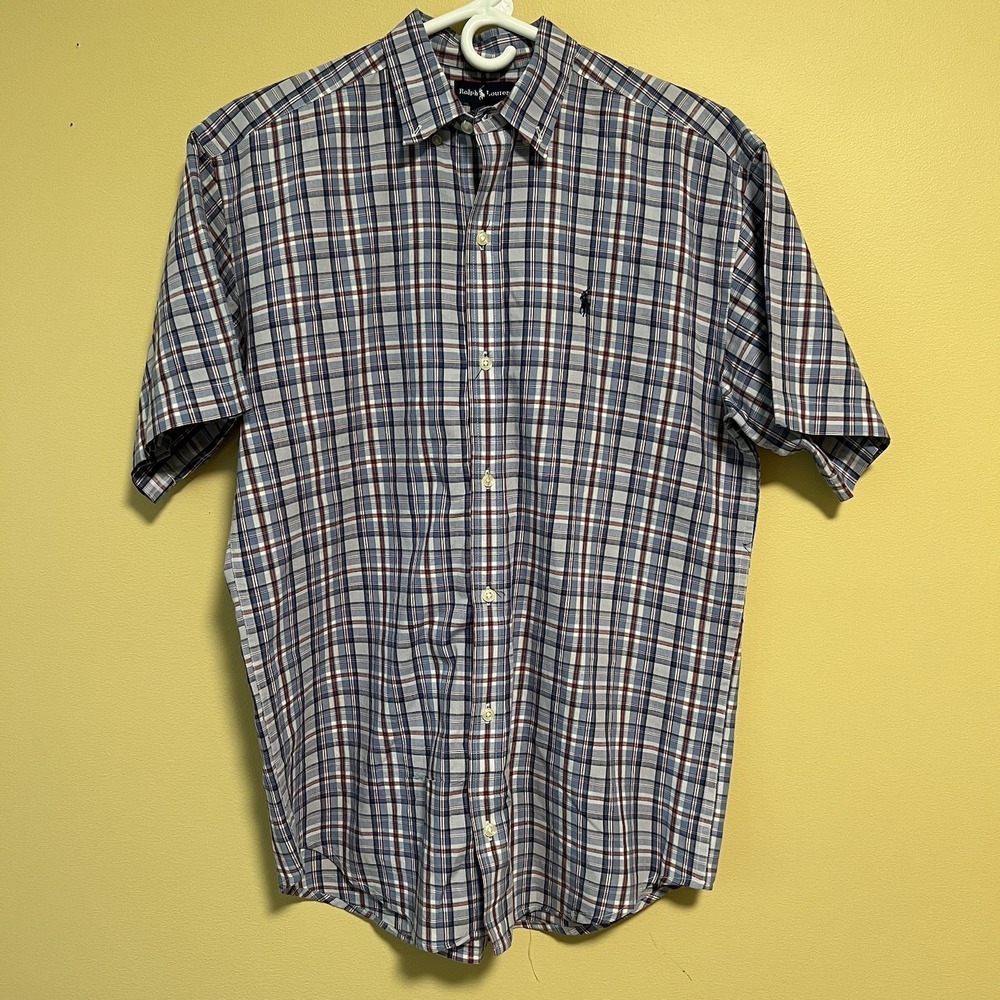 Ralph Lauren Button Down Up Shirt Mens Size XL 20 Short Sleeve Plaid